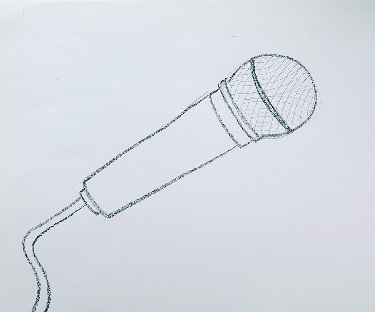 black and white drawn microphone to color